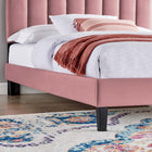 Modway Daisy Performance Velvet Queen Platform Bed - Black Wood Legs
