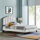 Modway Daisy Performance Velvet Queen Platform Bed - Black Wood Legs