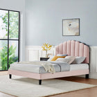 Modway Daisy Performance Velvet Queen Platform Bed - Black Wood Legs