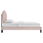 Modway Daisy Performance Velvet Queen Platform Bed - Black Wood Legs