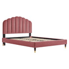 Modway Daisy Performance Velvet Queen Platform Bed - Black Wood Legs