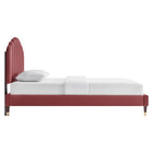 Modway Daisy Performance Velvet Queen Platform Bed - Black Wood Legs
