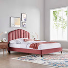 Modway Daisy Performance Velvet Queen Platform Bed - Black Wood Legs