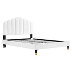 Modway Daisy Performance Velvet Queen Platform Bed - Black Wood Legs