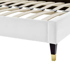 Modway Daisy Performance Velvet Queen Platform Bed - Black Wood Legs