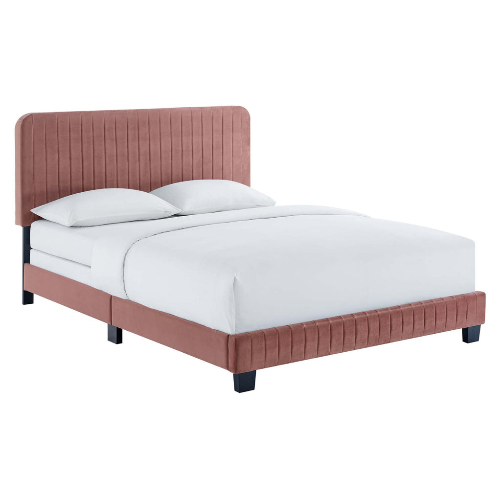 Modway Celine Channel Tufted Performance Velvet Queen Bed  