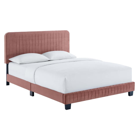 Modway Celine Channel Tufted Performance Velvet Queen Platform Bed  