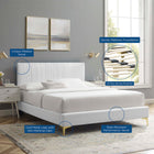 Modway Peyton Performance Velvet Queen Platform Bed - Gold Metal Legs