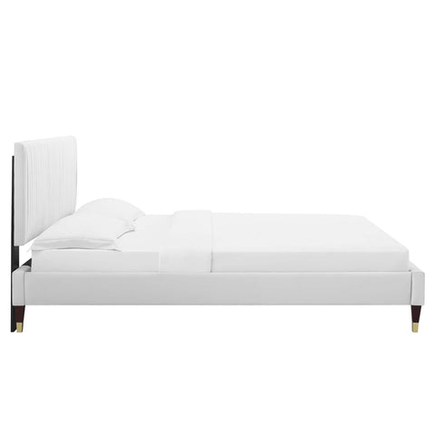 Modway Peyton Performance Velvet Queen Platform Bed - Wood & Gold Legs