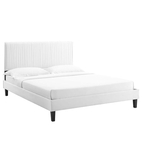 Modway Peyton Performance Velvet Queen Platform Bed - Wood Black Legs
