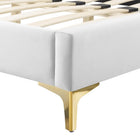 Modway Sienna Performance Velvet Queen Platform Bed - Gold Metal Legs
