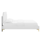 Modway Sienna Performance Velvet Queen Platform Bed - Gold Metal Legs