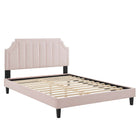 Modway Sienna Performance Velvet Queen Platform Bed - Black Wood Legs