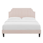 Modway Sienna Performance Velvet Queen Platform Bed - Black Wood Legs