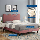 Modway Current Performance Velvet Twin Platform Bed - Black Wood Legs