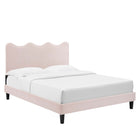 Modway Current Performance Velvet Twin Platform Bed - Black Wood Legs