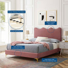 Modway Current Performance Velvet Full Platform Bed - Gold Metal Legs