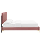 Modway Current Performance Velvet Full Platform Bed - Gold Metal Legs