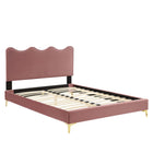 Modway Current Performance Velvet Full Platform Bed - Gold Metal Legs