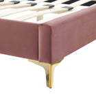 Modway Current Performance Velvet Full Platform Bed - Gold Metal Legs