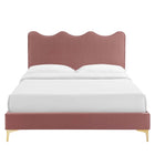 Modway Current Performance Velvet Full Platform Bed - Gold Metal Legs