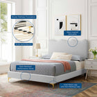 Modway Current Performance Velvet Full Platform Bed - Gold Metal Legs