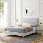 Modway Current Performance Velvet Full Platform Bed - Gold Metal Legs