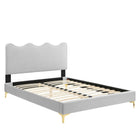 Modway Current Performance Velvet Full Platform Bed - Gold Metal Legs