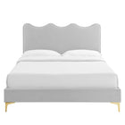 Modway Current Performance Velvet Full Platform Bed - Gold Metal Legs