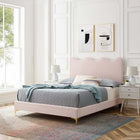 Modway Current Performance Velvet Full Platform Bed - Gold Metal Legs