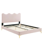 Modway Current Performance Velvet Full Platform Bed - Gold Metal Legs