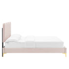 Modway Current Performance Velvet Full Platform Bed - Gold Metal Legs