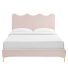 Modway Current Performance Velvet Full Platform Bed - Gold Metal Legs