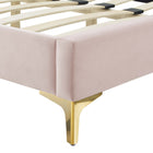 Modway Current Performance Velvet Full Platform Bed - Gold Metal Legs