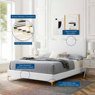 Modway Current Performance Velvet Full Platform Bed - Gold Metal Legs