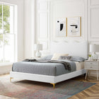 Modway Current Performance Velvet Full Platform Bed - Gold Metal Legs