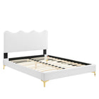 Modway Current Performance Velvet Full Platform Bed - Gold Metal Legs