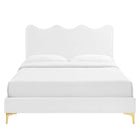 Modway Current Performance Velvet Full Platform Bed - Gold Metal Legs