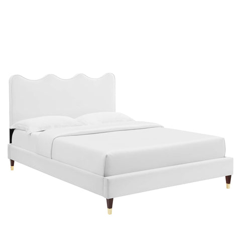 Modway Current Performance Velvet Full Platform Bed - Wood & Gold Legs