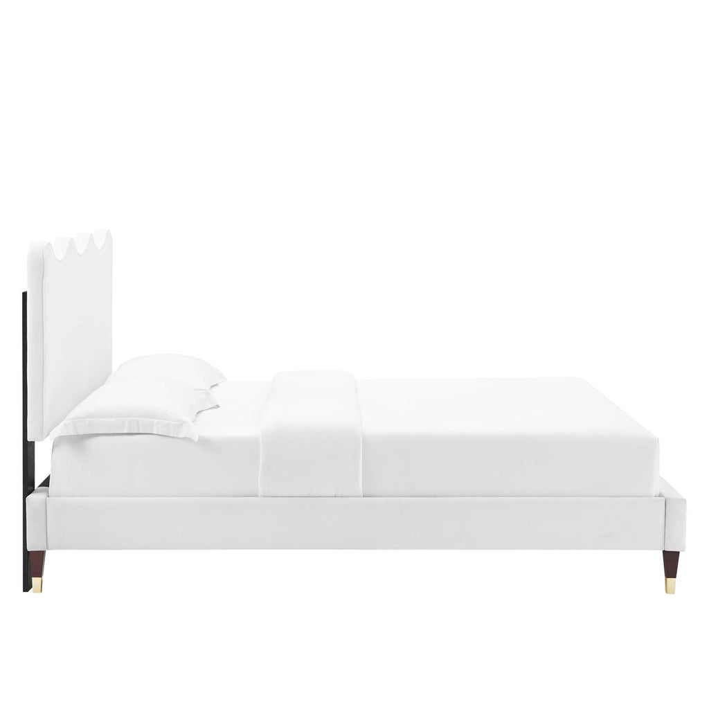 Modway Current Performance Velvet Full Platform Bed - Wood & Gold Legs