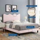 Modway Current Performance Velvet Full Platform Bed - Black Wood Legs