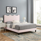 Modway Current Performance Velvet Full Platform Bed - Black Wood Legs