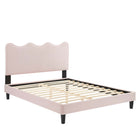 Modway Current Performance Velvet Full Platform Bed - Black Wood Legs