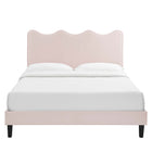 Modway Current Performance Velvet Full Platform Bed - Black Wood Legs