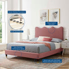 Modway Current Performance Velvet Queen Platform Bed - Wood & Gold Legs