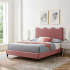 Modway Current Performance Velvet Queen Platform Bed - Wood & Gold Legs