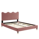 Modway Current Performance Velvet Queen Platform Bed - Wood & Gold Legs