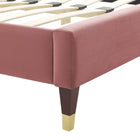 Modway Current Performance Velvet Queen Platform Bed - Wood & Gold Legs
