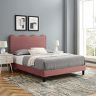 Modway Current Performance Velvet Queen Platform Bed - Black Wood Legs