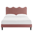 Modway Current Performance Velvet Queen Platform Bed - Black Wood Legs